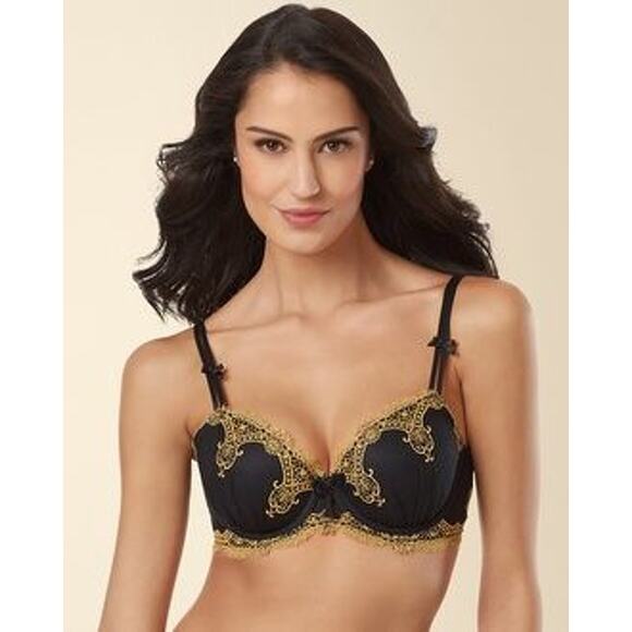 Soma LE Gold Embroidered Decadence Full Coverage Bra Womens 34D Hipster Medium - Picture 8 of 10